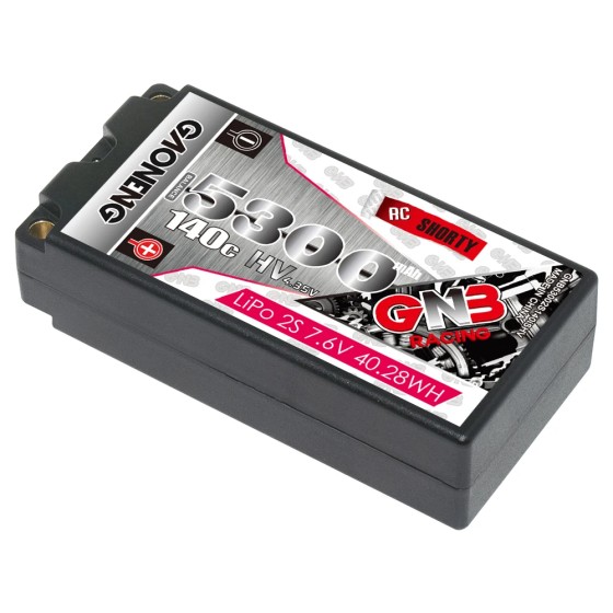GNB GAONENG 5300MAH 2S HV 7.6V 140C Short Shorty Pack 5.0mm Bullet Hard Case RC LiPo Battery 1:10 1:12 Scale RC Race Car LiHV